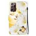 For Samsung Galaxy Note20 Ultra Crystal Texture Colored Drawing Leather Phone Case(Gold Butterfly Ep