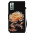 For Samsung Galaxy Note20 Crystal Texture Colored Drawing Leather Phone Case(Gold Peony)