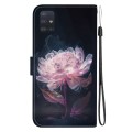 For Samsung Galaxy A51 5G Crystal Texture Colored Drawing Leather Phone Case(Purple Peony)