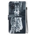 For Samsung Galaxy A51 5G Crystal Texture Colored Drawing Leather Phone Case(Cat Tiger Reflection)