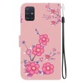 For Samsung Galaxy A51 5G Crystal Texture Colored Drawing Leather Phone Case(Cherry Blossoms)