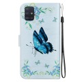 For Samsung Galaxy A51 5G Crystal Texture Colored Drawing Leather Phone Case(Blue Pansies)