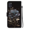 For Samsung Galaxy A31 Crystal Texture Colored Drawing Leather Phone Case(Black Rose)