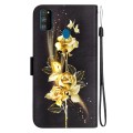 For Samsung Galaxy M30s / M21 Crystal Texture Colored Drawing Leather Phone Case(Gold Butterfly Rose