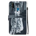 For Samsung Galaxy M30s / M21 Crystal Texture Colored Drawing Leather Phone Case(Cat Tiger Reflectio
