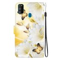 For Samsung Galaxy M30s / M21 Crystal Texture Colored Drawing Leather Phone Case(Gold Butterfly Epip