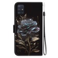 For Samsung Galaxy A71 Crystal Texture Colored Drawing Leather Phone Case(Black Rose)