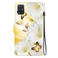 For Samsung Galaxy A51 Crystal Texture Colored Drawing Leather Phone Case(Gold Butterfly Epiphyllum)