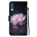 For Samsung Galaxy A70 / A70s Crystal Texture Colored Drawing Leather Phone Case(Purple Peony)