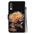For Samsung Galaxy A70 / A70s Crystal Texture Colored Drawing Leather Phone Case(Gold Peony)
