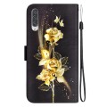 For Samsung Galaxy A70 / A70s Crystal Texture Colored Drawing Leather Phone Case(Gold Butterfly Rose