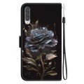 For Samsung Galaxy A70 / A70s Crystal Texture Colored Drawing Leather Phone Case(Black Rose)