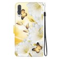For Samsung Galaxy A70 / A70s Crystal Texture Colored Drawing Leather Phone Case(Gold Butterfly Epip