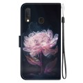 For Samsung Galaxy A10e / A20e Crystal Texture Colored Drawing Leather Phone Case(Purple Peony)