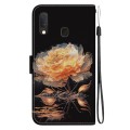 For Samsung Galaxy A10e / A20e Crystal Texture Colored Drawing Leather Phone Case(Gold Peony)