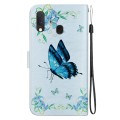 For Samsung Galaxy A10e / A20e Crystal Texture Colored Drawing Leather Phone Case(Blue Pansies)