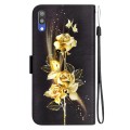 For Samsung Galaxy A10 / M10 Crystal Texture Colored Drawing Leather Phone Case(Gold Butterfly Rose)