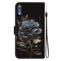 For Samsung Galaxy A10 / M10 Crystal Texture Colored Drawing Leather Phone Case(Black Rose)