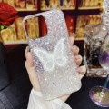 For iPhone 15 Pro Max Starry Sequin Embroidered Butterfly Epoxy TPU Phone Case(Silver)
