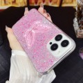 For iPhone 13 Starry Sequin Embroidered Butterfly Epoxy TPU Phone Case(Pink)