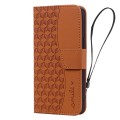 For iPhone 11 Pro Max Business Diamond Buckle Leather Phone Case with Lanyard(Brown)
