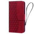 For iPhone 11 Pro Max Business Diamond Buckle Leather Phone Case with Lanyard(Wine Red)