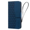 For iPhone 12 mini Business Diamond Buckle Leather Phone Case with Lanyard(Royal Blue)