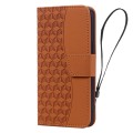 For iPhone 12 Pro Max Business Diamond Buckle Leather Phone Case with Lanyard(Brown)