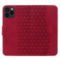 For iPhone 12 Pro Max Business Diamond Buckle Leather Phone Case with Lanyard(Wine Red)