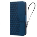 For iPhone 12 Pro Max Business Diamond Buckle Leather Phone Case with Lanyard(Royal Blue)