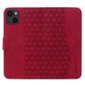 For iPhone 13 Business Diamond Buckle Leather Phone Case with Lanyard(Wine Red)