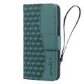 For iPhone 13 mini Business Diamond Buckle Leather Phone Case with Lanyard(Green)