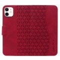 For iPhone 13 mini Business Diamond Buckle Leather Phone Case with Lanyard(Wine Red)