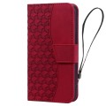 For iPhone 14 Pro Business Diamond Buckle Leather Phone Case with Lanyard(Wine Red)