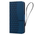 For iPhone 14 Pro Business Diamond Buckle Leather Phone Case with Lanyard(Royal Blue)