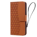 For iPhone 14 Pro Max Business Diamond Buckle Leather Phone Case with Lanyard(Brown)