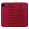 For iPhone XR Business Diamond Buckle Leather Phone Case with Lanyard(Wine Red)