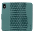 For iPhone X / XS Business Diamond Buckle Leather Phone Case with Lanyard(Green)