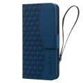 For iPhone X / XS Business Diamond Buckle Leather Phone Case with Lanyard(Royal Blue)