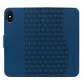 For iPhone X / XS Business Diamond Buckle Leather Phone Case with Lanyard(Royal Blue)