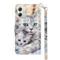 For Motorola Moto G54 3D Painted Leather Phone Case(Two Loving Cats)