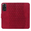 For Xiaomi Redmi Note 11 Business Diamond Buckle Leather Phone Case with Lanyard(Wine Red)