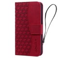 For Google Pixel 4a 4G Business Diamond Buckle Leather Phone Case with Lanyard(Wine Red)