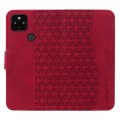 For Google Pixel 4a 5G Business Diamond Buckle Leather Phone Case with Lanyard(Wine Red)