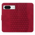For Google Pixel 8 Business Diamond Buckle Leather Phone Case with Lanyard(Wine Red)
