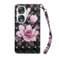 For Honor 90 3D Painted Leather Phone Case(Pink Flower)
