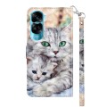 For Honor 90 Lite 3D Painted Leather Phone Case(Two Loving Cats)