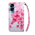 For Honor 90 Lite 3D Painted Leather Phone Case(Red Flower)