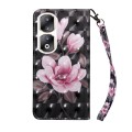 For Honor 90 Pro 3D Painted Leather Phone Case(Pink Flower)