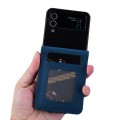 For Samsung Galaxy Z Flip3 5G Business Diamond Buckle Leather Phone Case with Lanyard(Royal Blue)